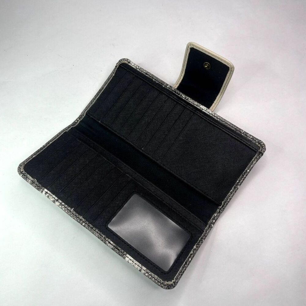 Fossil Madison Gray Leather Python Print Clutch W… - image 6